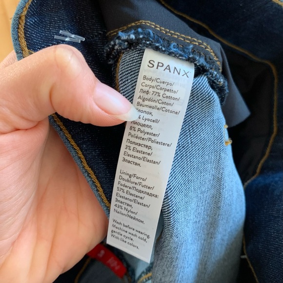 Spanx Cropped Flare Jeans High Rise Stretch Tummy Control Ankle Size Small - Picture 7 of 8
